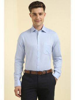 Allen Solly - Men Light Blue Slim Fit Textured Full Sleeves Formal Shirts