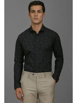 Louis Philippe - Men Black Super Slim Fit Print Full Sleeves Party Shirt