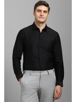 Louis Philippe - Men Black Super Slim Fit Solid Full Sleeves Party Shirt