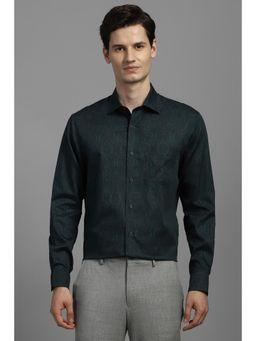 Louis Philippe - Men Green Classic Fit Print Full Sleeves Formal Shirt