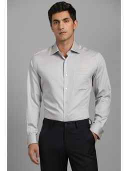 Louis Philippe - Men Grey Classic Fit Solid Full Sleeves Formal Shirt