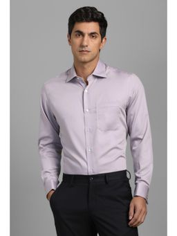 Louis Philippe - Men Lilac Classic Fit Solid Full Sleeves Formal Shirt
