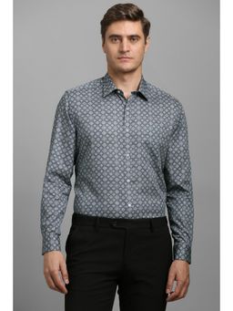 Louis Philippe - Men Grey Classic Fit Print Full Sleeves Formal Shirt