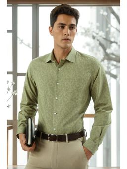 Louis Philippe - Men Green Classic Fit Print Full Sleeves Formal Shirt