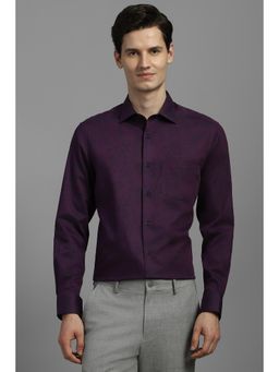 Louis Philippe - Men Purple Classic Fit Print Full Sleeves Formal Shirt