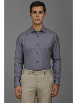Louis Philippe - Men Grey Classic Fit Check Full Sleeves Formal Shirt