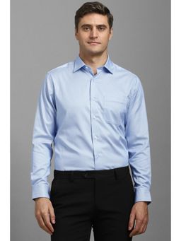 Louis Philippe - Men Blue Classic Fit Textured Full Sleeves Formal Shirt