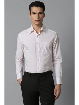 Louis Philippe - Men White Classic Fit Stripes Full Sleeves Formal Shirt