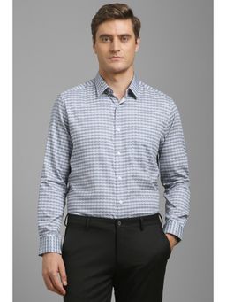 Louis Philippe - Men Grey Classic Fit Print Full Sleeves Formal Shirt