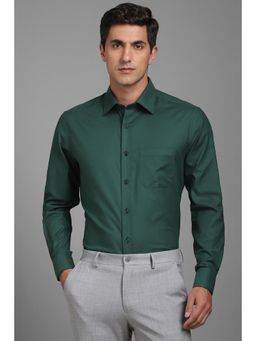 Louis Philippe - Men Green Classic Fit Solid Full Sleeves Formal Shirt