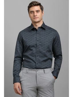 Louis Philippe - Men Blue Classic Fit Print Full Sleeves Formal Shirt