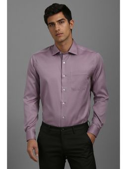 Louis Philippe - Men Lilac Classic Fit Solid Full Sleeves Formal Shirt