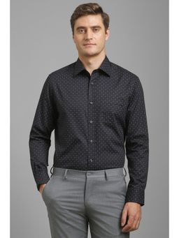 Louis Philippe - Men Black Classic Fit Print Full Sleeves Formal Shirt