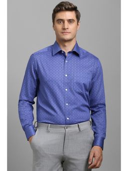 Louis Philippe - Men Blue Classic Fit Print Full Sleeves Formal Shirt