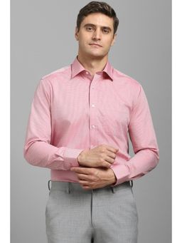 Louis Philippe - Men Pink Classic Fit Textured Full Sleeves Formal Shirt
