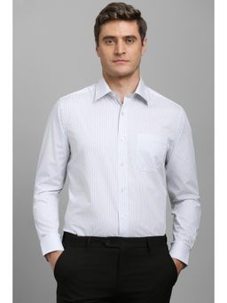 Louis Philippe - Men White Classic Fit Print Full Sleeves Formal Shirt