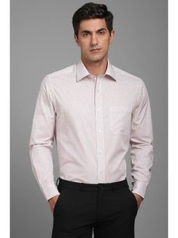 Louis Philippe - Men White Classic Fit Print Full Sleeves Formal Shirt