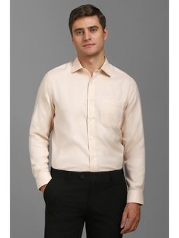 Louis Philippe - Men Beige Regular-Fit Textured Full Sleeves Formal Shirt