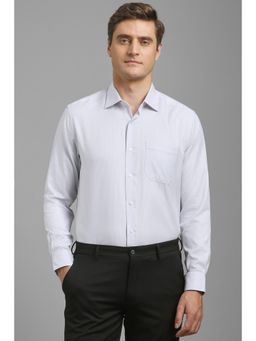 Louis Philippe - Men Grey Classic Fit Stripe Full Sleeves Formal Shirt