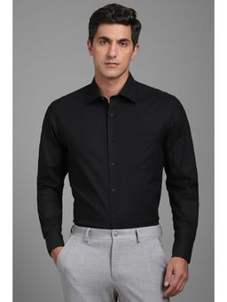 Louis Philippe - Men Black Classic Fit Solid Full Sleeves Formal Shirt