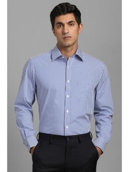 Louis Philippe - Men Blue Classic Fit Stripe Full Sleeves Formal Shirt