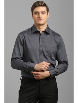 Louis Philippe - Men Grey Classic Fit Textured Full Sleeves Formal Shirt