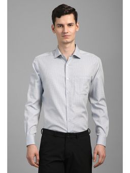 Louis Philippe - Men Grey Classic Fit Print Full Sleeves Formal Shirt