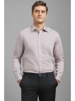 Louis Philippe - Men White Classic Fit Print Full Sleeves Formal Shirt