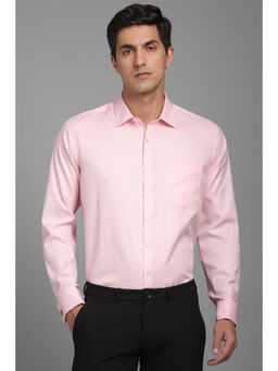 Louis Philippe - Men Pink Slim Fit Solid Full Sleeves Formal Shirt