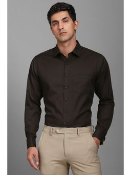 Louis Philippe - Men Brown Slim Fit Solid Full Sleeves Formal Shirt