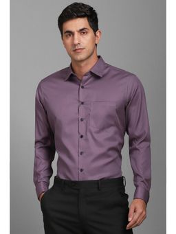 Louis Philippe - Men Purple Slim Fit Solid Full Sleeves Formal Shirt