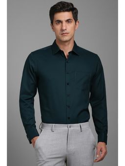Louis Philippe - Men Green Slim Fit Solid Full Sleeves Formal Shirt