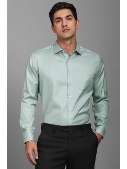 Louis Philippe - Men Green Slim Fit Print Full Sleeves Formal Shirt