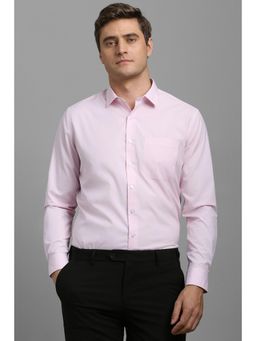 Louis Philippe - Men Pink Slim Fit Solid Full Sleeves Formal Shirt