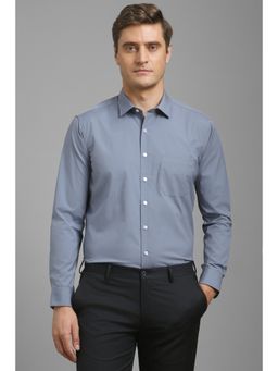 Louis Philippe - Men Grey Slim Fit Solid Full Sleeves Formal Shirt