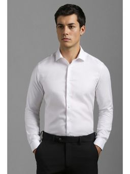 Louis Philippe - Men White Super Slim Fit Solid Full Sleeves Formal Shirt
