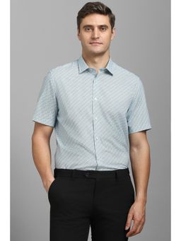 Louis Philippe - Men Blue Classic Fit Print Half Sleeves Formal Shirt