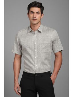 Louis Philippe - Men Grey Classic Fit Print Half Sleeves Formal Shirt