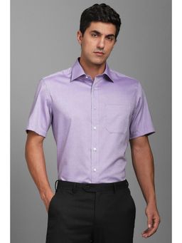 Louis Philippe - Men Lilac Classic Fit Solid Half Sleeves Formal Shirt