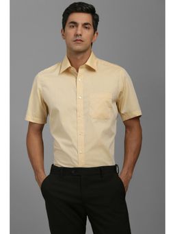 Louis Philippe - Men Yellow Classic Fit Textured Half Sleeves Formal Shirt