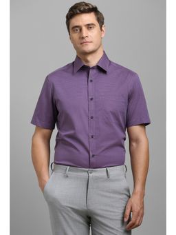 Louis Philippe - Men Purple Classic Fit Textured Half Sleeves Formal Shirt