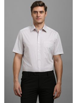 Louis Philippe - Men White Classic Fit Print Half Sleeves Formal Shirt