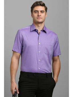 Louis Philippe - Men Lilac Classic Fit Textured Half Sleeves Formal Shirt