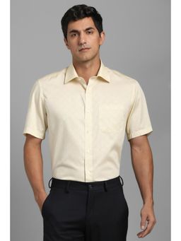 Louis Philippe - Men Yellow Classic Fit Print Half Sleeves Formal Shirt