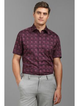 Louis Philippe - Men Purple Regular-Fit Print Half Sleeves Formal Shirt