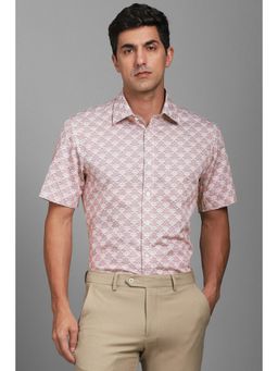 Louis Philippe - Men Pink Classic Fit Print Half Sleeves Formal Shirt