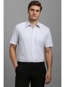 Louis Philippe - Men White Classic Fit Print Half Sleeves Formal Shirt