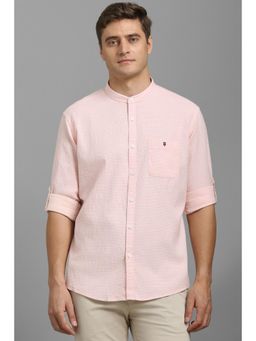 Louis Philippe - Men Pink Slim Fit Textured Full Sleeves Casual Shirt