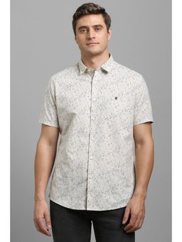 Louis Philippe - Men Grey Slim Fit Print Half Sleeves Casual Shirt