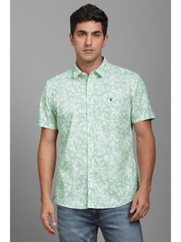 Louis Philippe - Men Green Slim Fit Print Half Sleeves Casual Shirt